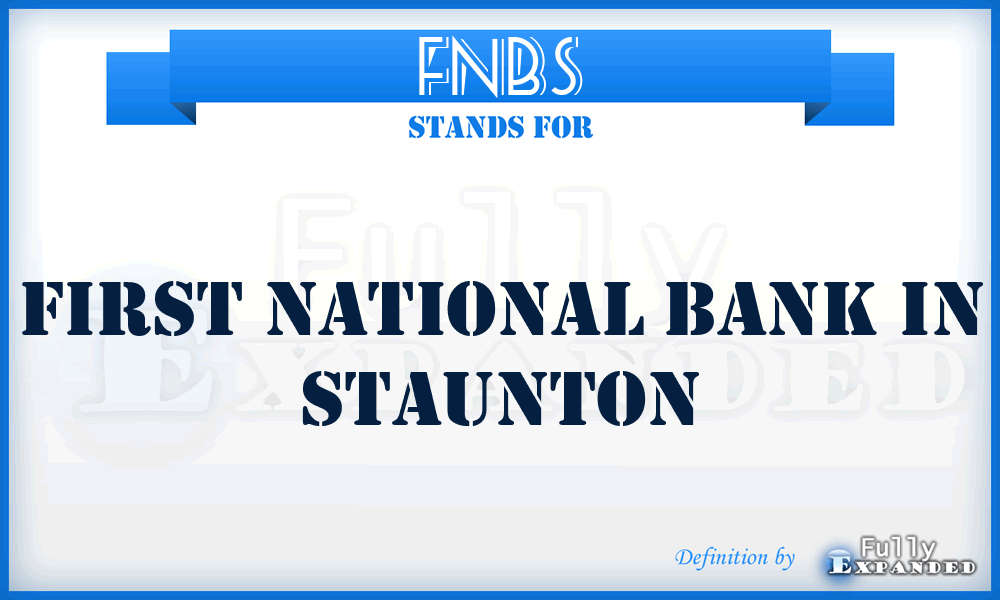 FNBS - First National Bank in Staunton