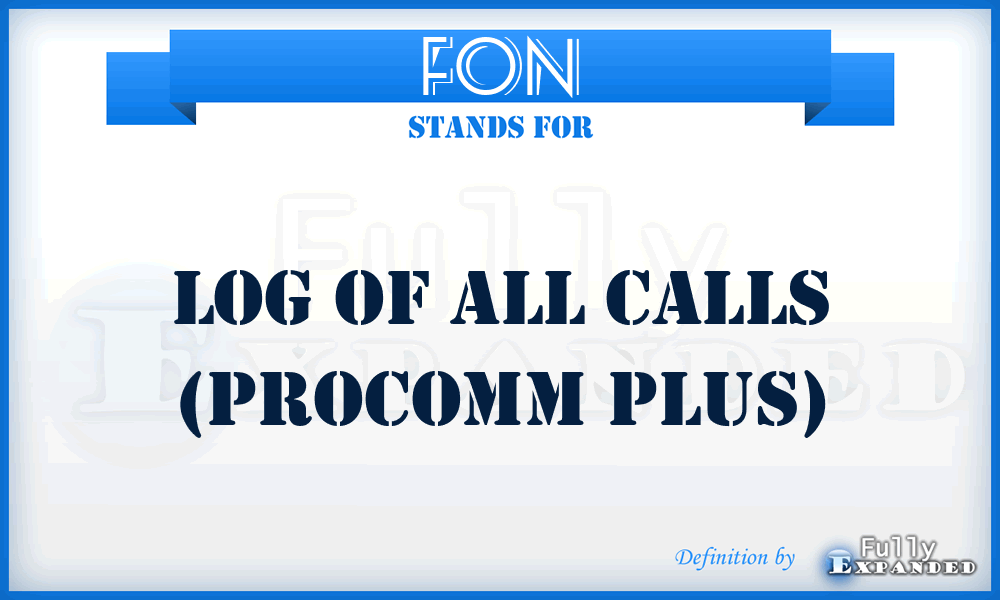 FON - Log of all calls (Procomm Plus)