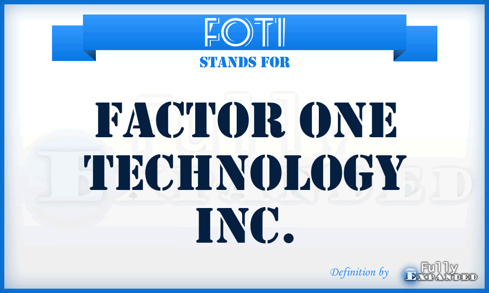 FOTI - Factor One Technology Inc.