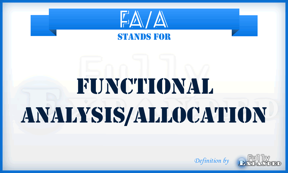 FA/A - functional analysis/allocation