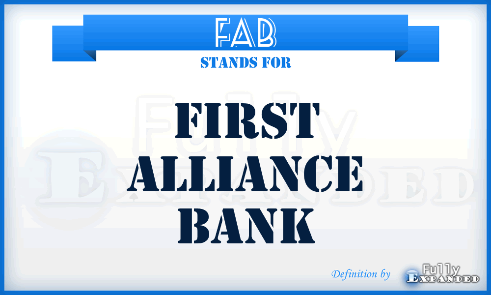 FAB - First Alliance Bank