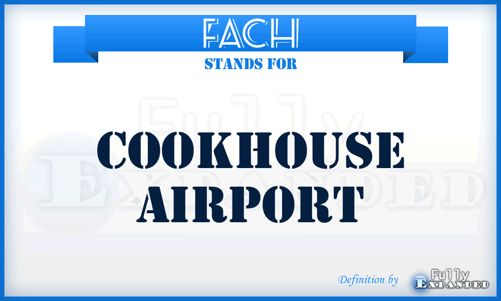 FACH - Cookhouse airport