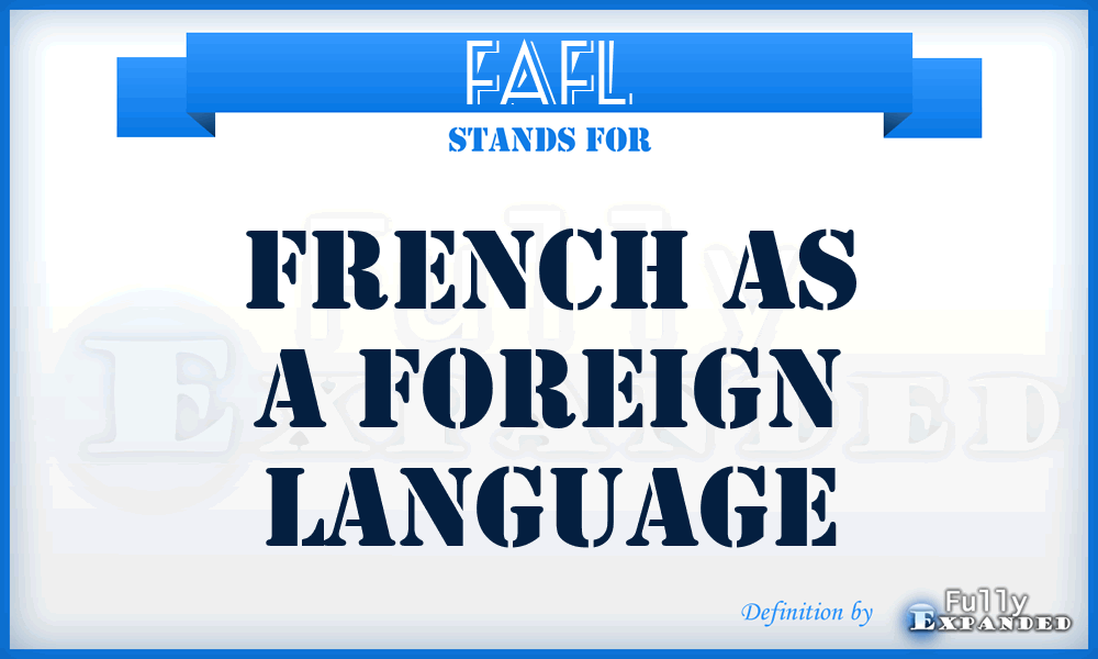 FAFL - French As a Foreign Language