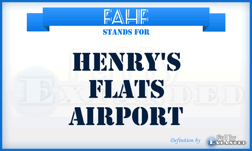 FAHF - Henry's Flats airport