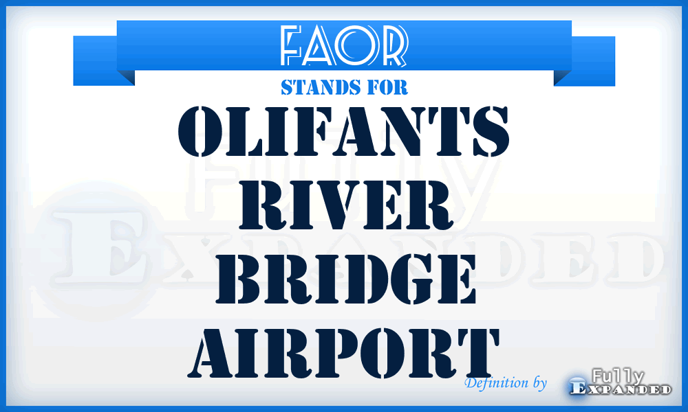 FAOR - Olifants River Bridge airport