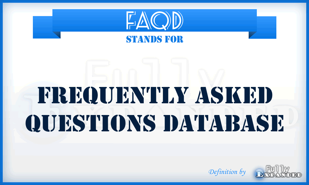 FAQD - Frequently Asked Questions Database