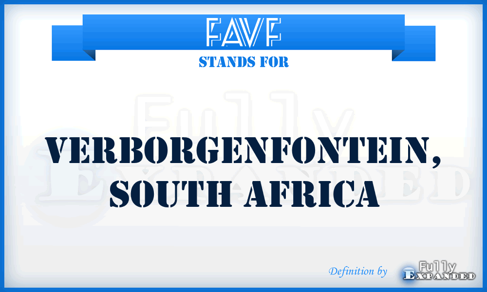 FAVF - Verborgenfontein, South Africa