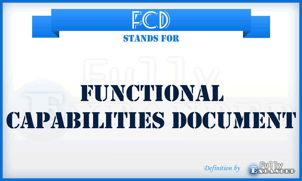 FCD - Functional Capabilities Document