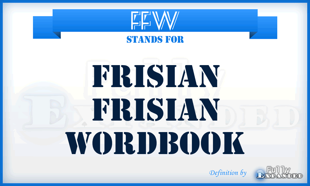 FFW - Frisian Frisian wordbook