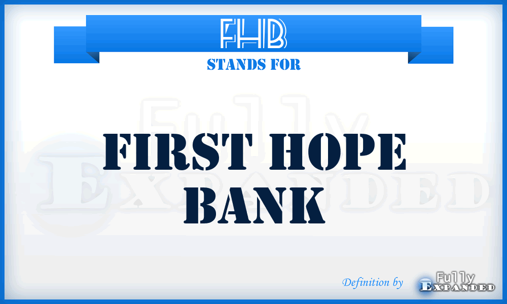 FHB - First Hope Bank