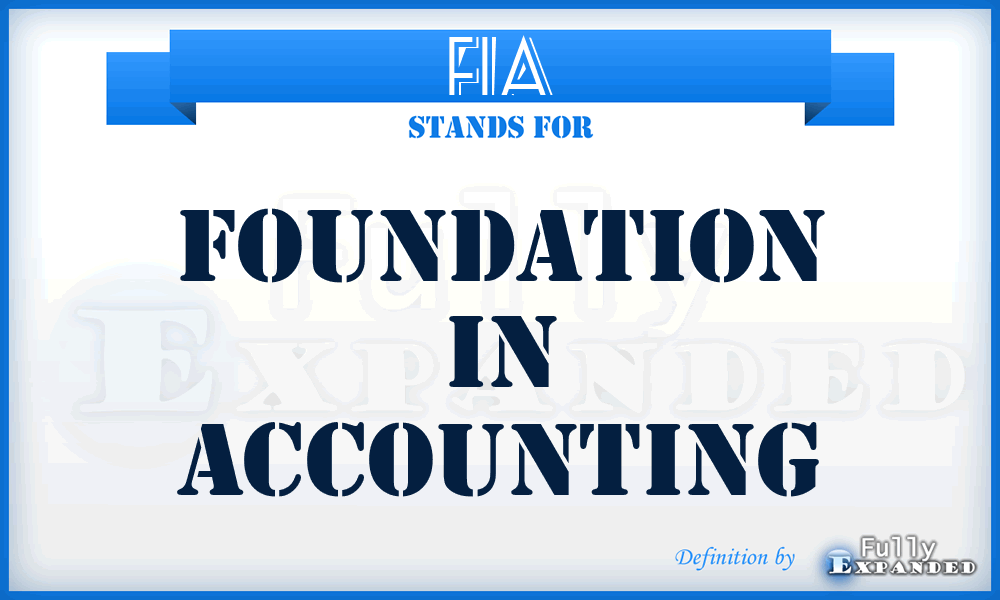 FIA - Foundation in Accounting