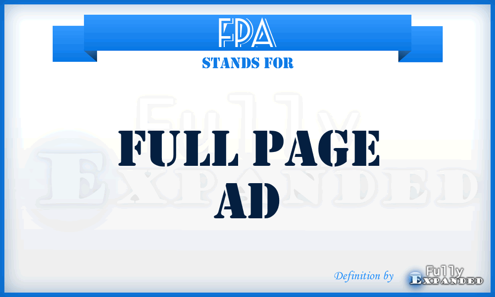 FPA - Full Page Ad