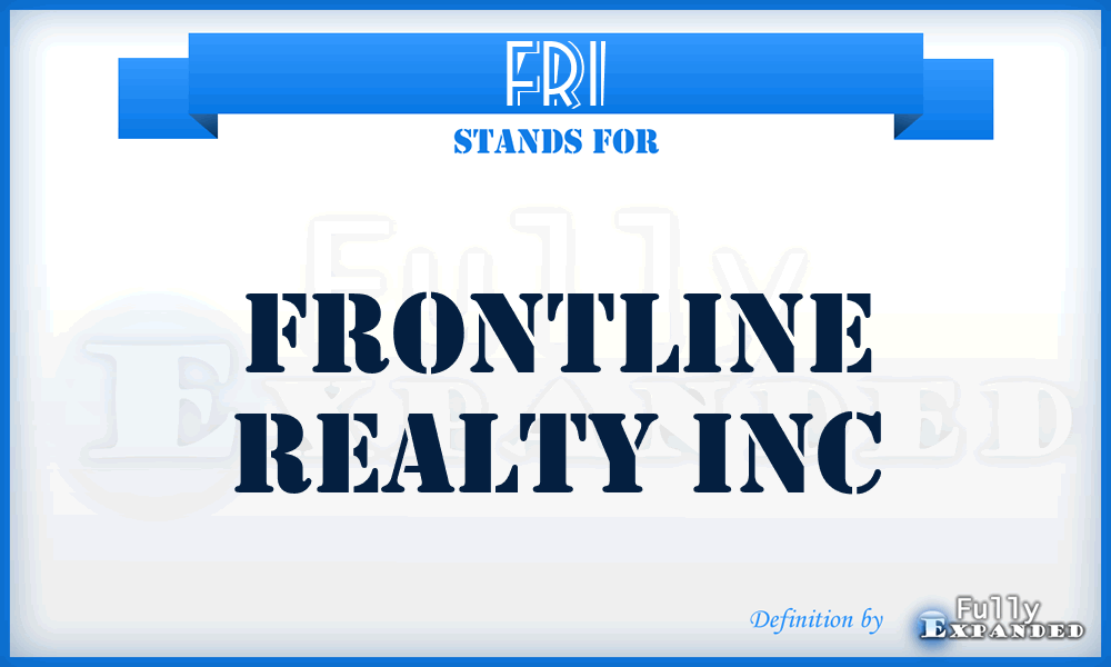 FRI - Frontline Realty Inc