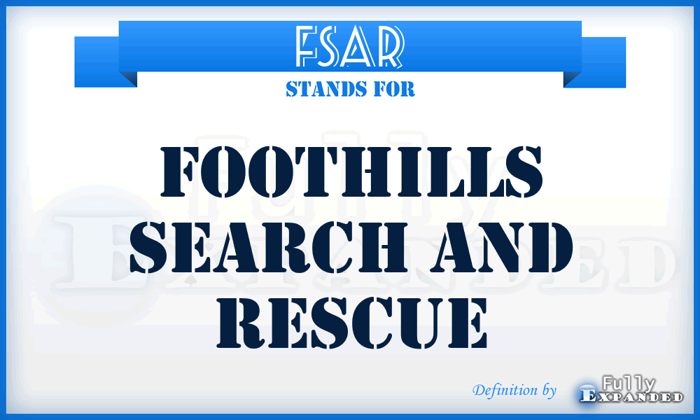 FSAR - Foothills Search And Rescue