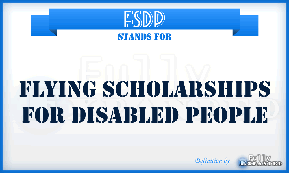 FSDP - Flying Scholarships for Disabled People