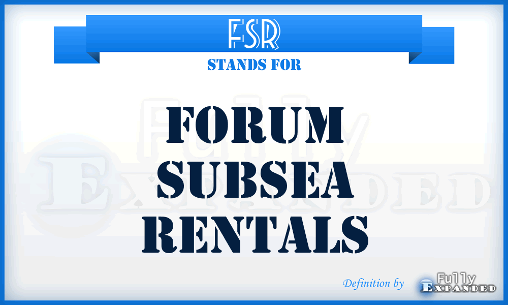 FSR - Forum Subsea Rentals