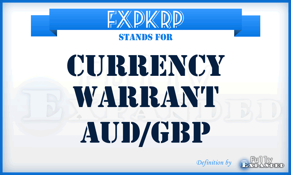 FXPKRP - Currency Warrant Aud/gbp