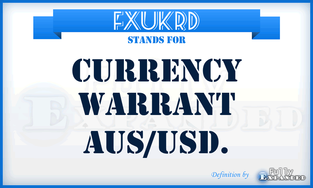 FXUKRD - Currency Warrant Aus/usd.