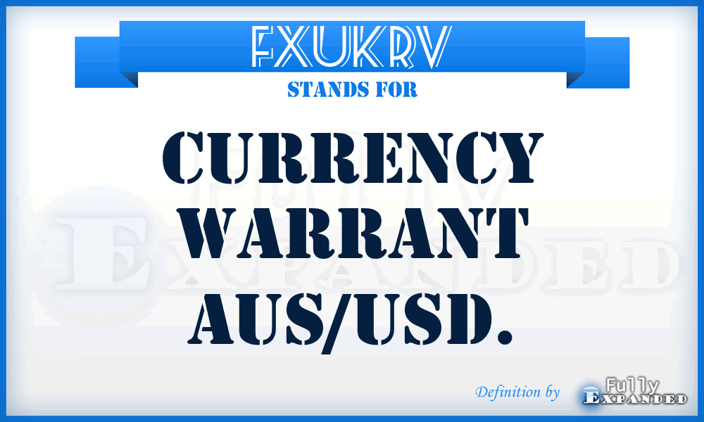 FXUKRV - Currency Warrant Aus/usd.