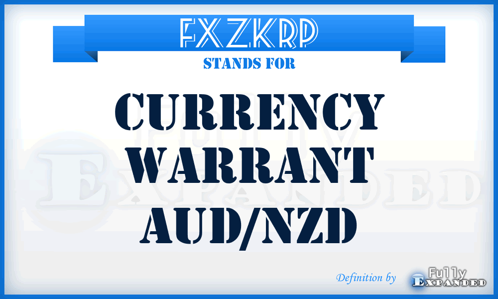 FXZKRP - Currency Warrant Aud/nzd