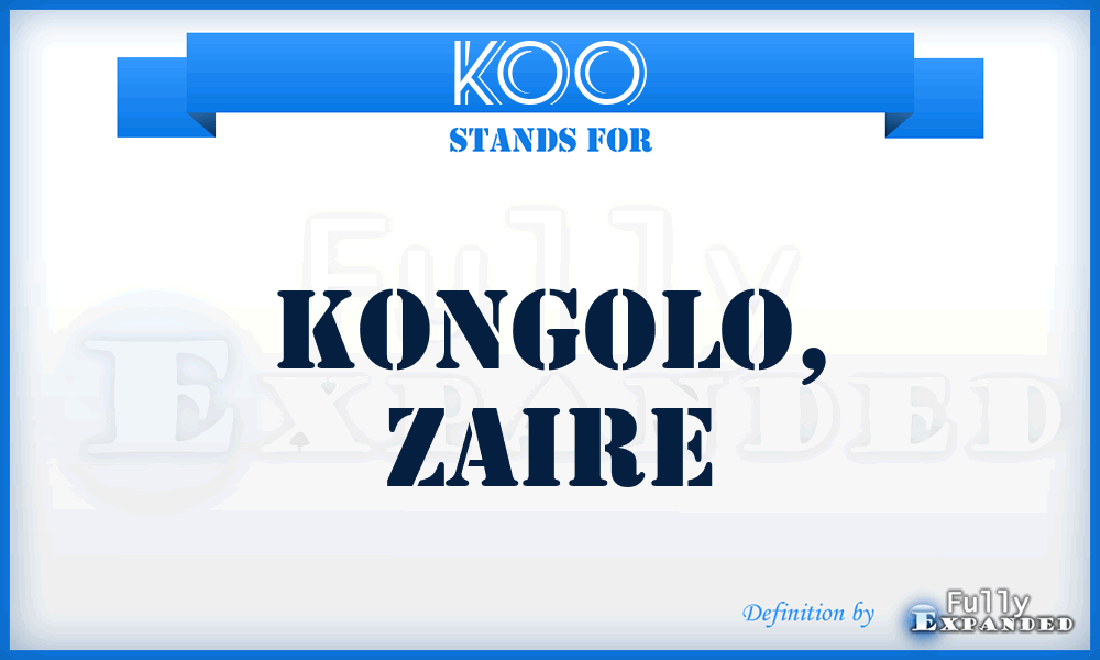 KOO - Kongolo, Zaire