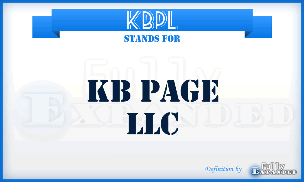 KBPL - KB Page LLC