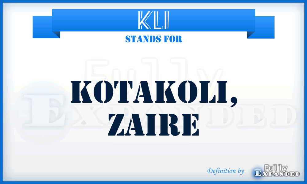 KLI - Kotakoli, Zaire