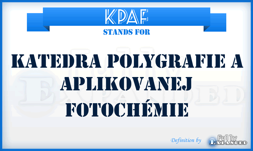 KPAF - Katedra polygrafie a aplikovanej fotochémie