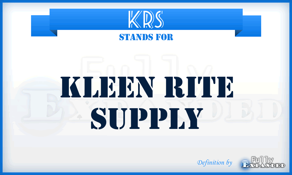 KRS - Kleen Rite Supply