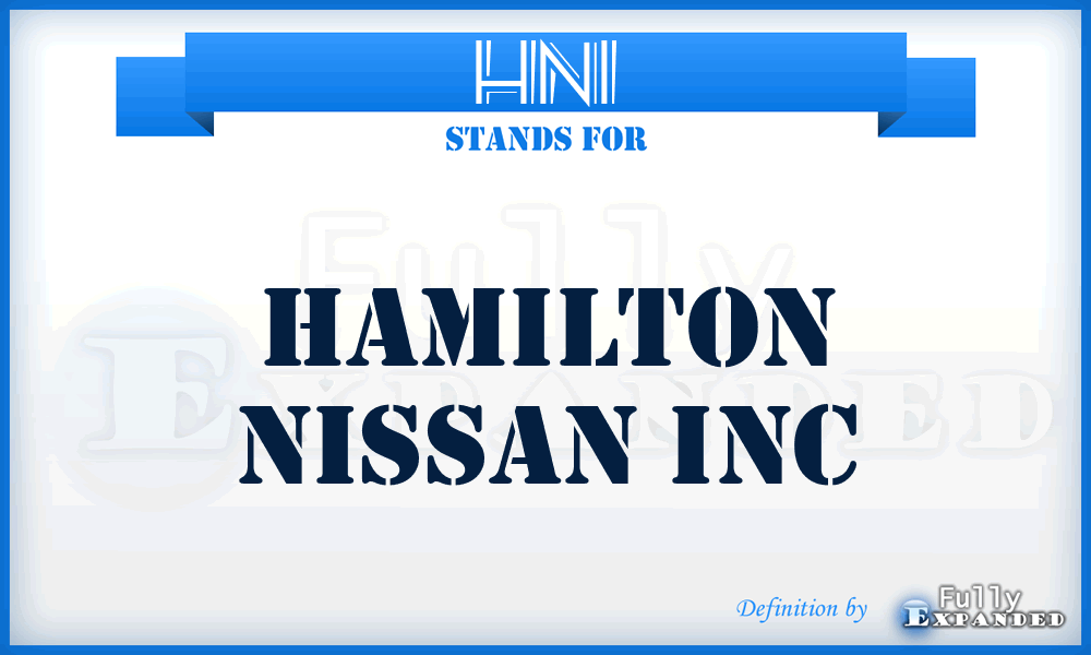 HNI - Hamilton Nissan Inc