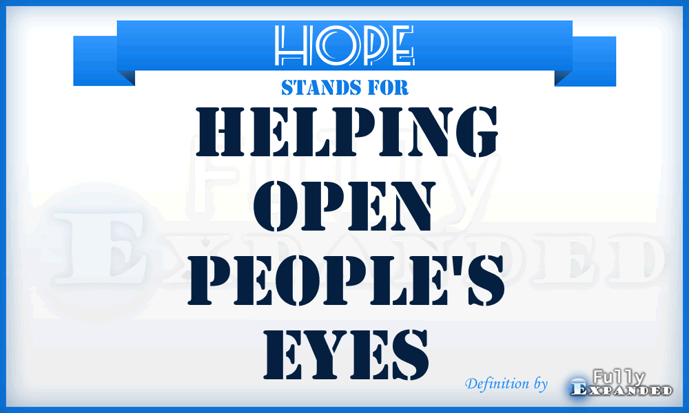 HOPE - Helping Open People's Eyes