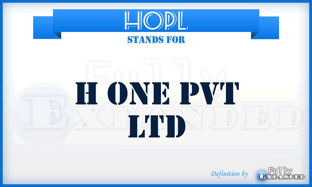 HOPL - H One Pvt Ltd