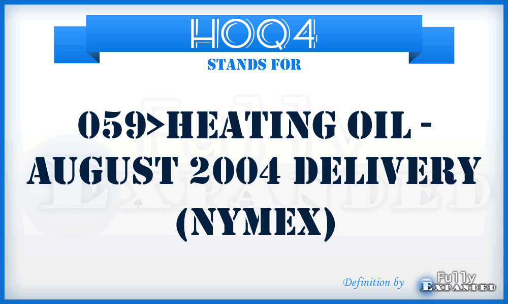 HOQ4 - 059>Heating Oil - August 2004 delivery (NYMEX)