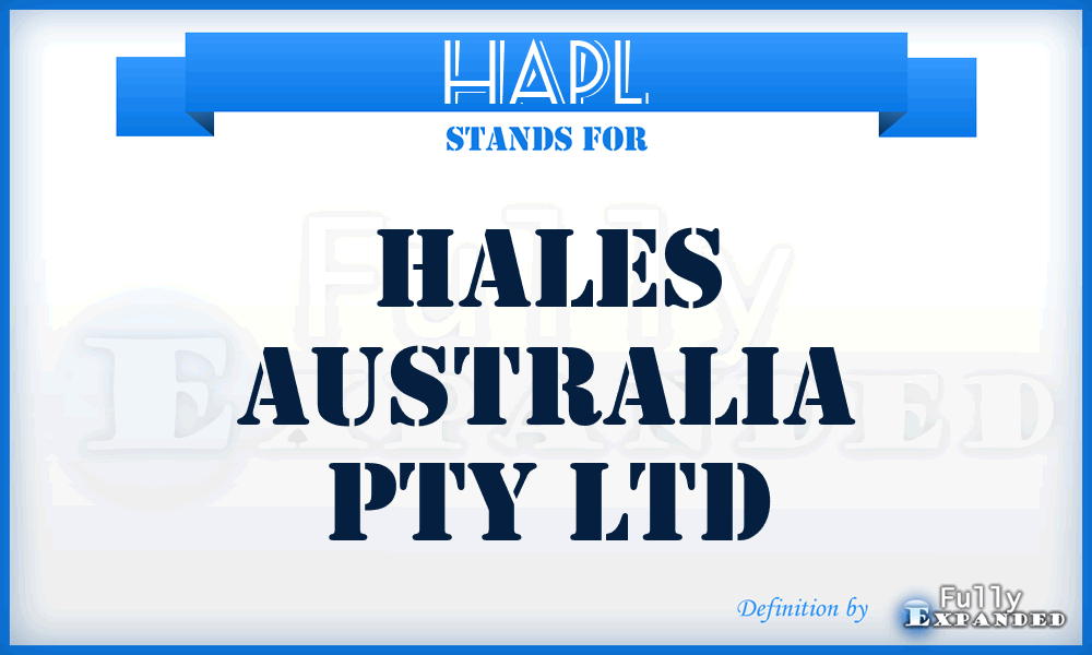 HAPL - Hales Australia Pty Ltd