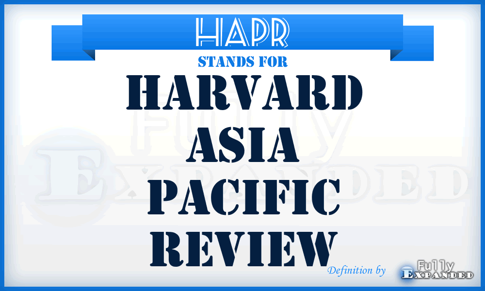 HAPR - Harvard Asia Pacific Review