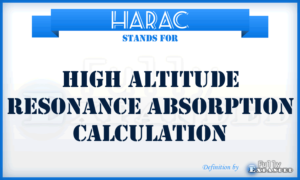 HARAC - high altitude resonance absorption calculation