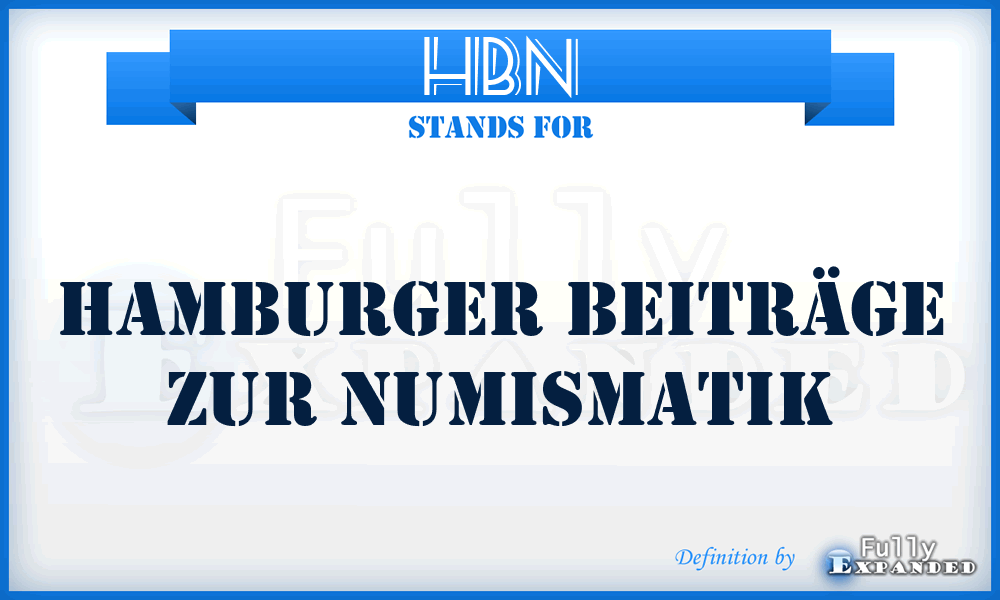 HBN - Hamburger Beiträge zur Numismatik