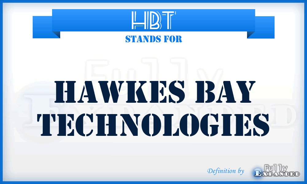 HBT - Hawkes Bay Technologies