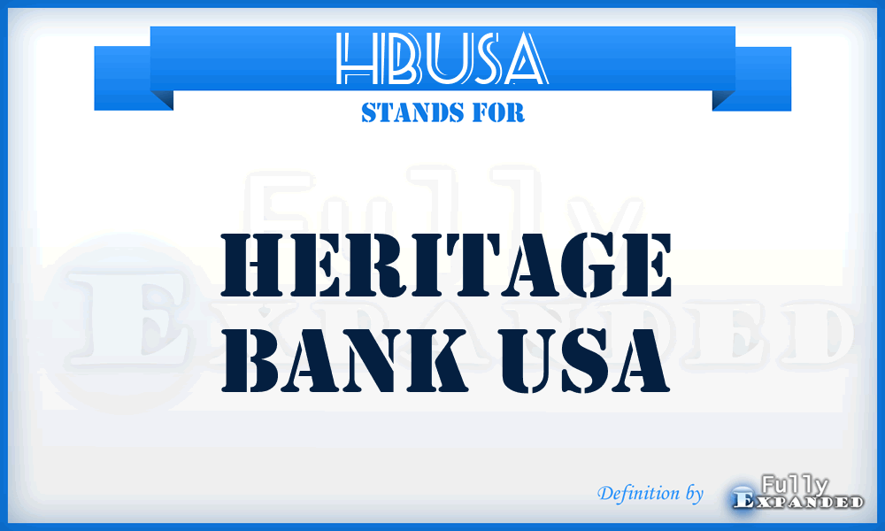 HBUSA - Heritage Bank USA
