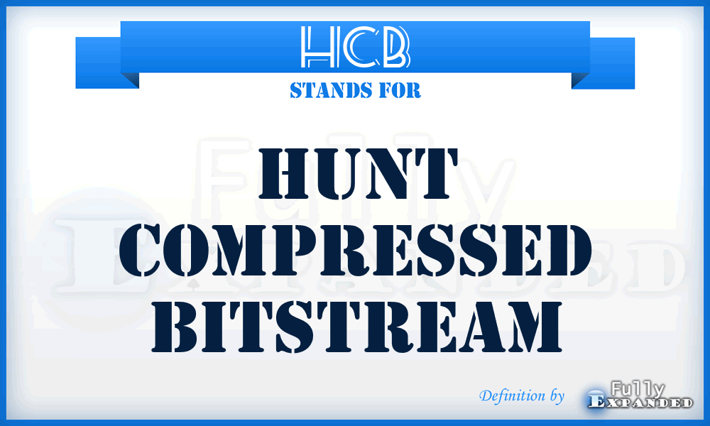 HCB - HUNT Compressed Bitstream
