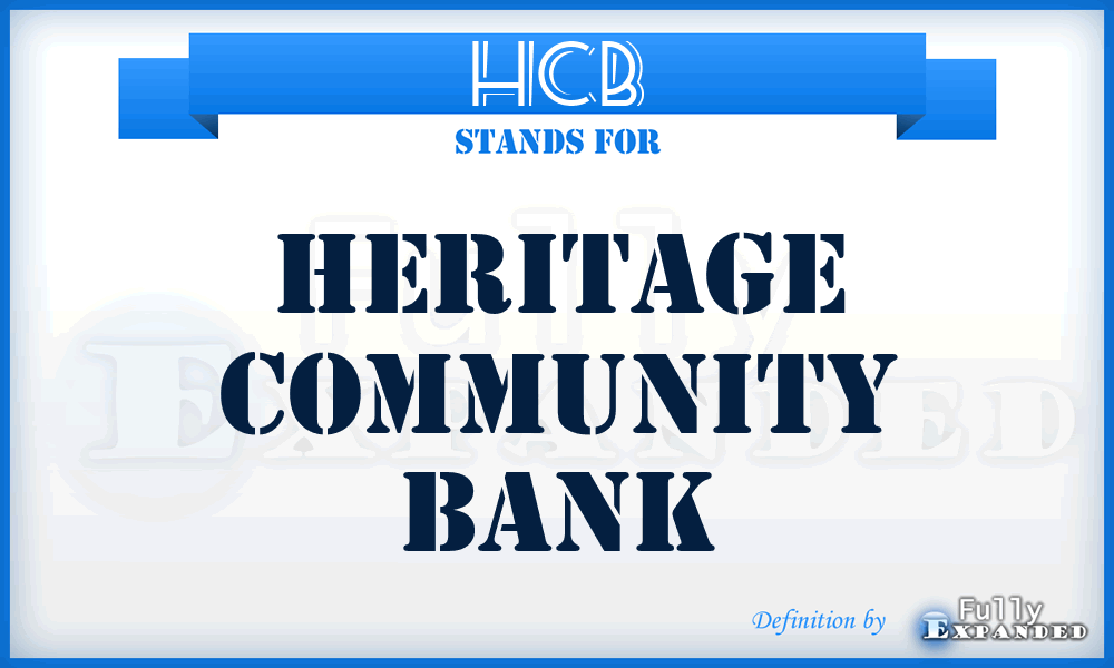 HCB - Heritage Community Bank