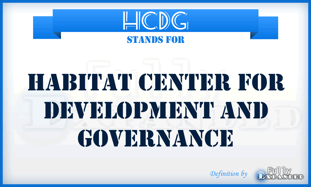 HCDG - Habitat Center for Development and Governance