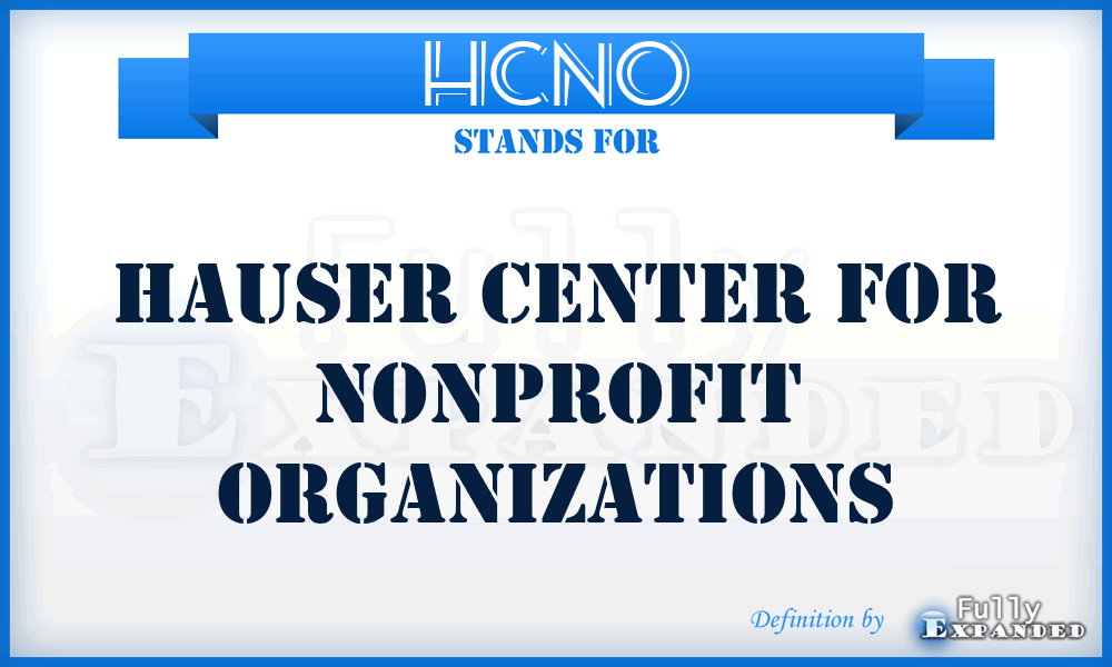 HCNO - Hauser Center for Nonprofit Organizations