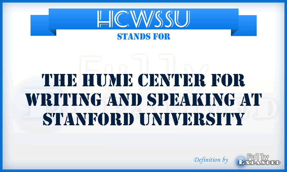 HCWSSU - The Hume Center for Writing and Speaking at Stanford University
