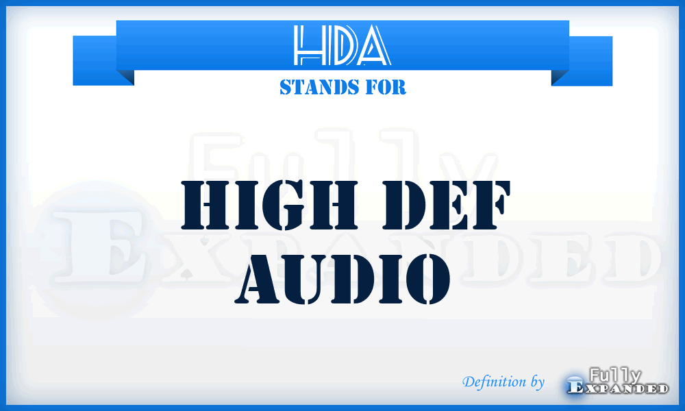 HDA - high def audio