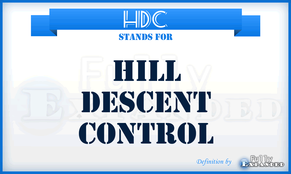 HDC - Hill Descent Control