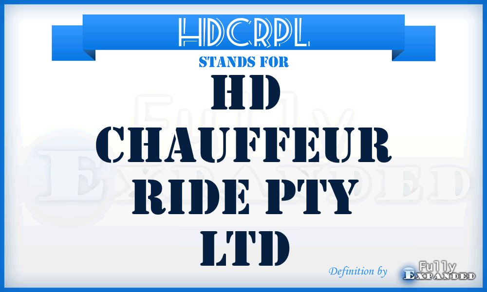 HDCRPL - HD Chauffeur Ride Pty Ltd