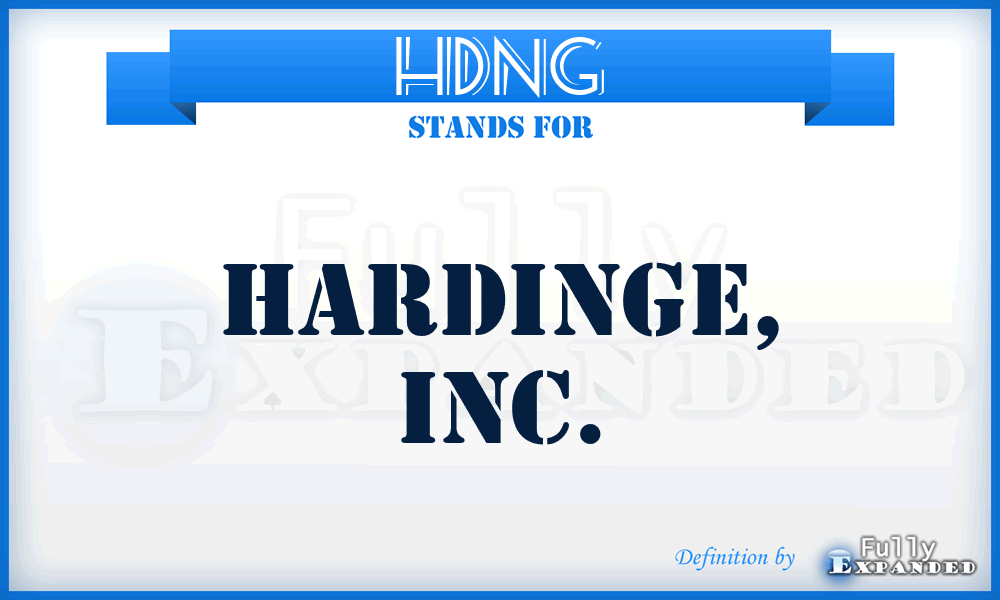 HDNG - Hardinge, Inc.