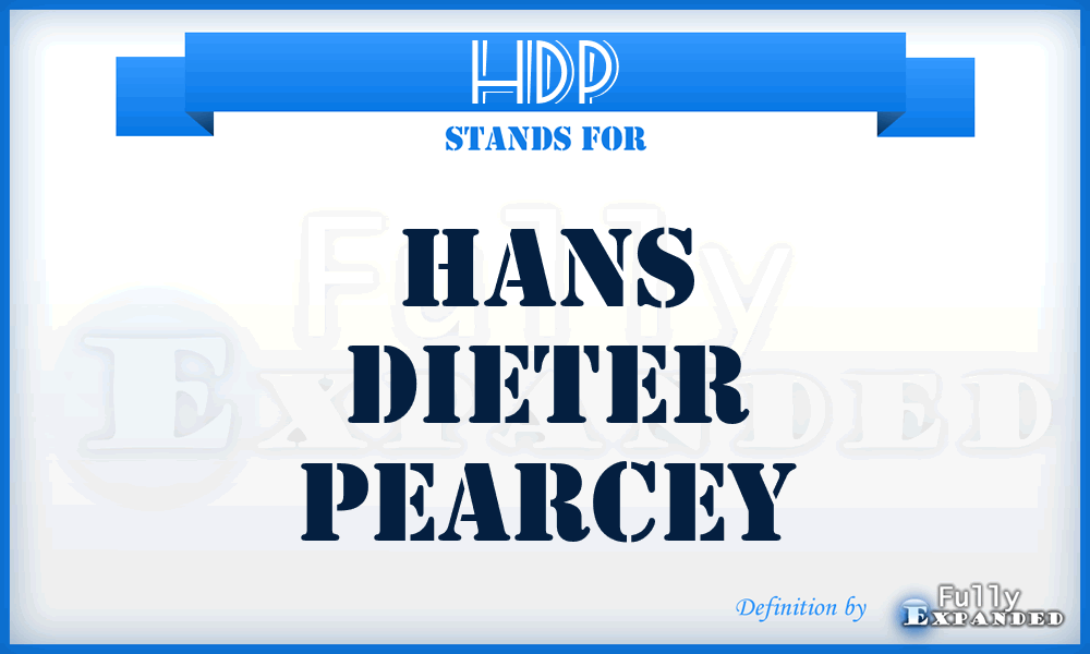 HDP - Hans Dieter Pearcey