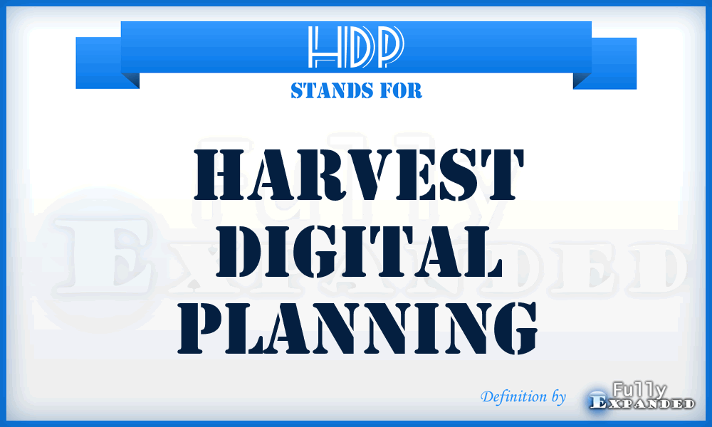 HDP - Harvest Digital Planning